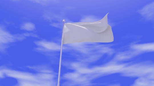 Animated Blank White Flag for Mockups during Daylight and beautiful sky - 3D Illustration