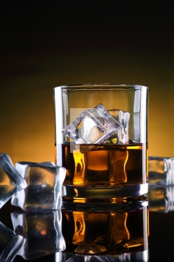 A Whisky Glass  with Ice Cubes