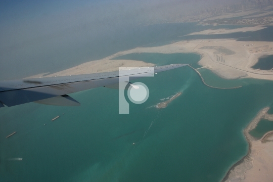 aerial view of construction of island in dubai
