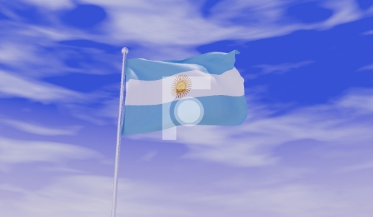 Argentina Flag during Daylight and beautiful sky - 3D Illustrati