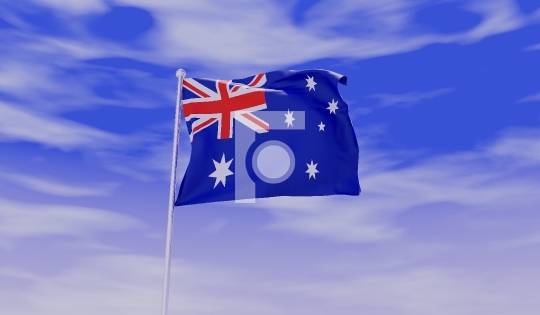 Australia Flag during Daylight and beautiful sky - 3D Illustrati