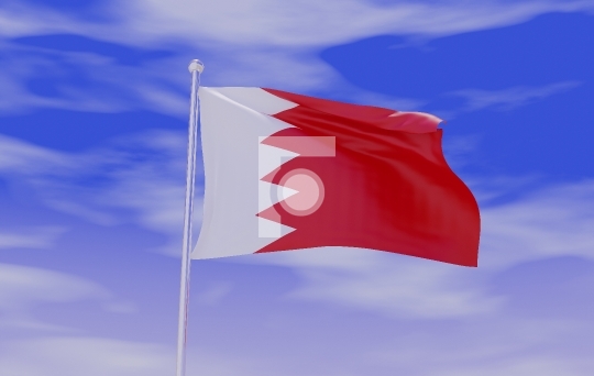 Bahrain Flag during Daylight and beautiful sky - 3D Illustration