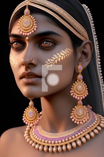 Beautiful Indian Woman with Gold Jewelry - Free Photo
