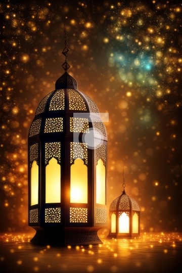 Beautiful Lights Ramadan Lamp Free Photo - AI Generated Image