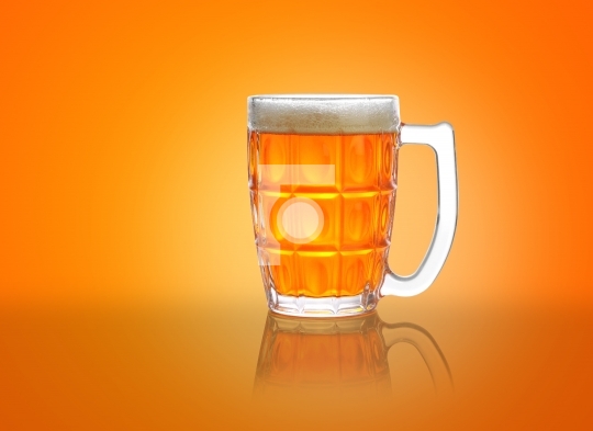 Beer Mug / Glass with froth with reflection
