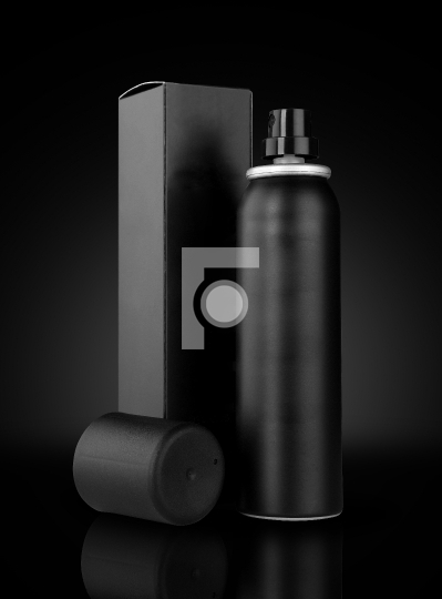 Black Deodorant Spray Can and Box for Mockups