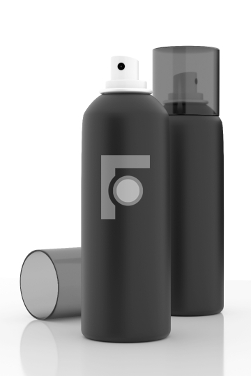 Blank Black Deeodorant Perfume Spray Cans Mockup - 3D Illustrati