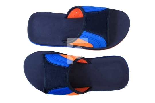 Blue and orange color slippers