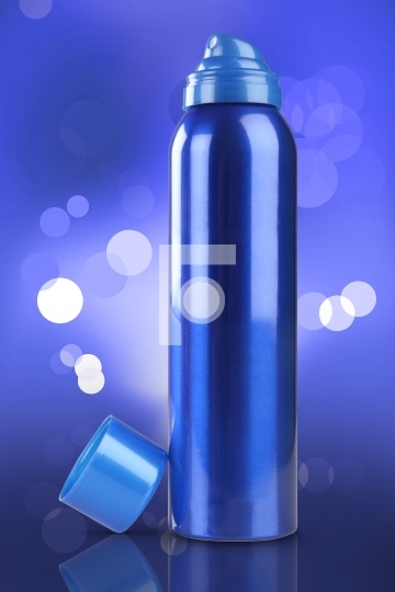 Blue Deodorant Perfume Can or Bottle stock photo