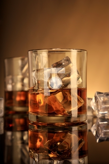 Chilled Whiskey Glasses with Ice Cubes