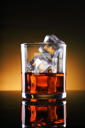 Chilled Whisky / Rum Glass with Ice Cubes