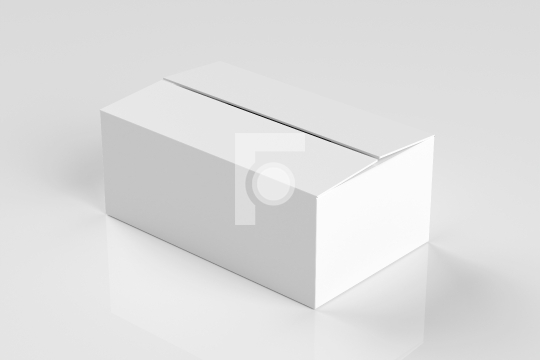 Closed White Cardboard Carton Box Parcel For Mockups - 3D Illust