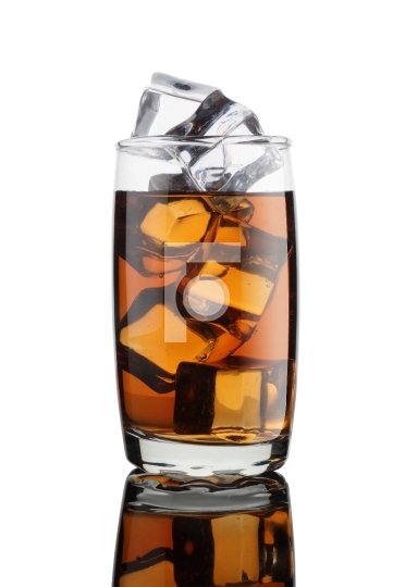 Cold or Alcholic Drink in a Glass with Ice Cubes