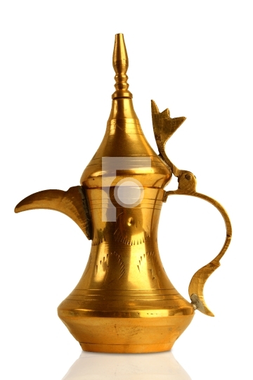 Dallah - the Traditional arabic coffee pot in white background