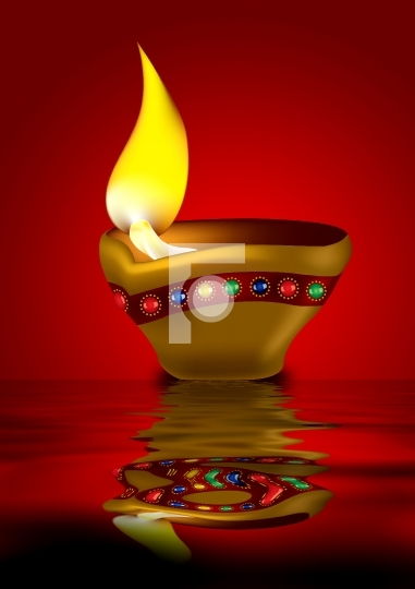 Diwali Diya - Oil lamp illustration