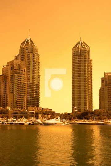 Dubai Marina during sunset, United Arab Emirates