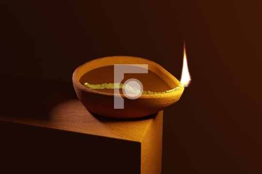 Earthen Clay Handmade Diwali Oil Lamps - 3D Illustration