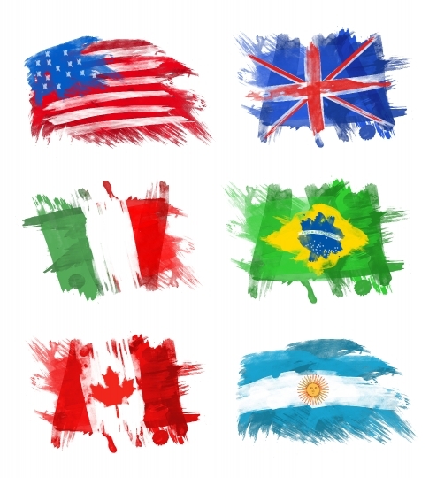 Flags - America, England, Italy, Brazil, Canada and Argentina