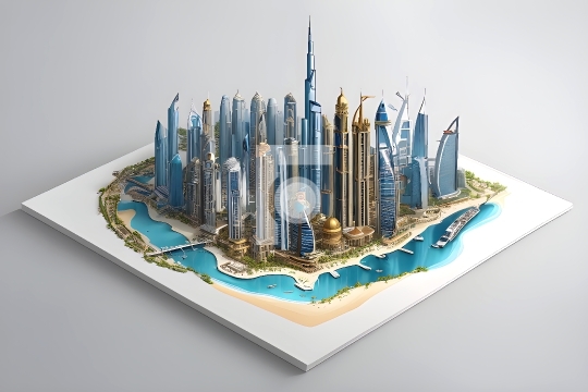 Free Photo - Abstract Dubai Skyscrapers  - AI Generated Illustra