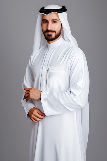 Free Photo Arab Middle Eastern Man in White Kandura Traditional 