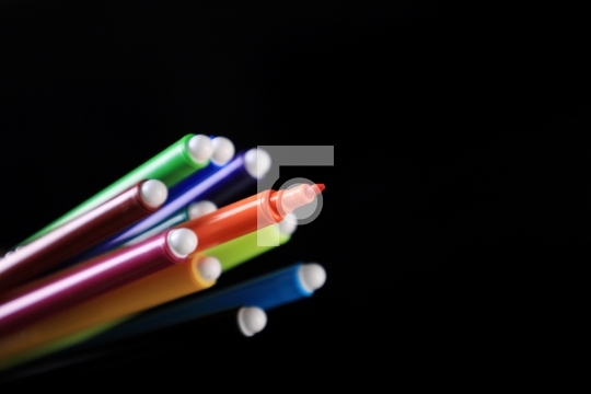 Free Photo for Commercial Use - Colored Sketch Pen Back to School on Black background
