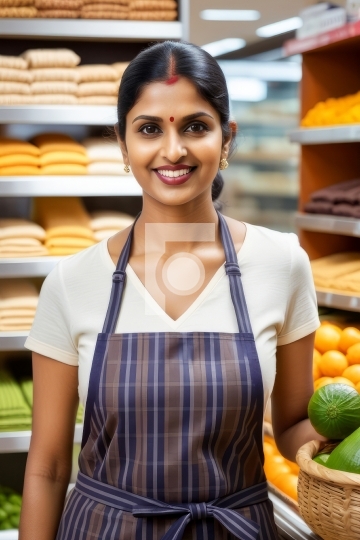 Free Photo Indian Woman Worker in Departmental Store - AI Genera