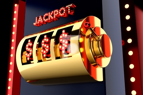 Golden slot machine with American Dollar Symbol Big win concept.