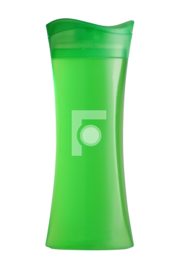 Green shower gel bottle isolated on white background