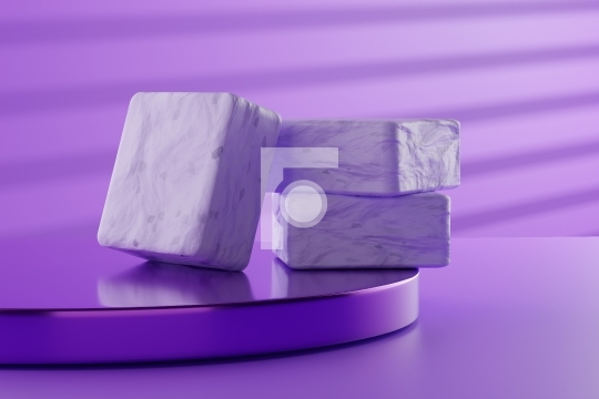 Handmade Lavender Bathing Soap Bars on a Purple Podium - 3D Illu