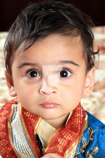 Indian Baby Boy in Traditional Indian Outfit