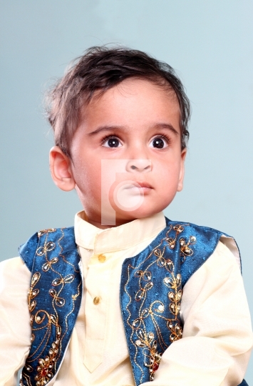 Indian Baby Boy in Traditional Indian Outfit