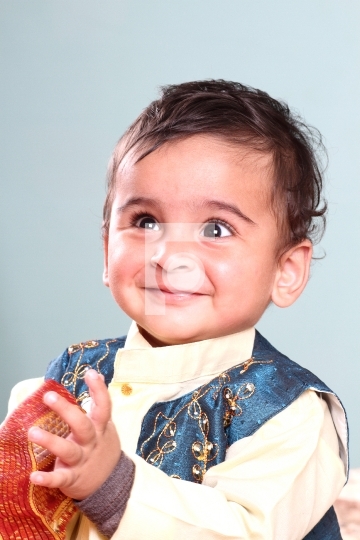 Indian Baby Boy in Traditional Outfit Kurta - Smiling