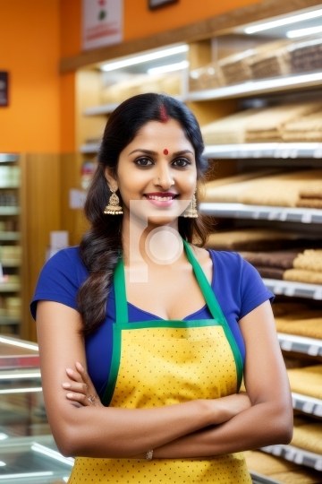Indian Female Shop Owner or Worker Free Photo - AI Generated