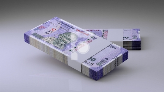 Indian Rupee 100 Currency Note Bundles - 3D Illustration