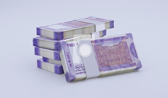 Indian Rupee 100 INR Currency Note Bundles - 3D Illustration