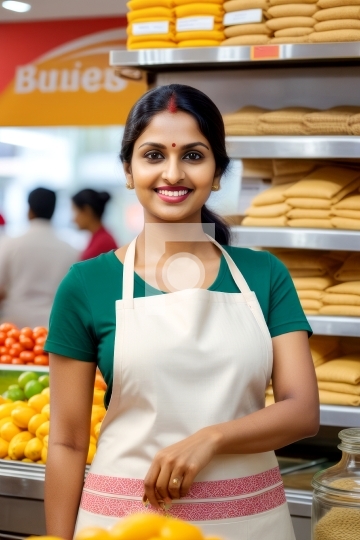 Indian Woman Worker in Departmental Store - Free Photo - AI Gene