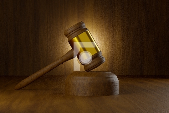 Judge Gavel on Wooden Table, Justice or Legal Concept - 3D Illus