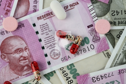 New Indian Rupee Bank Notes with Medicines / Pills