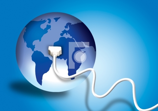 Plug in to the world - information technology concept