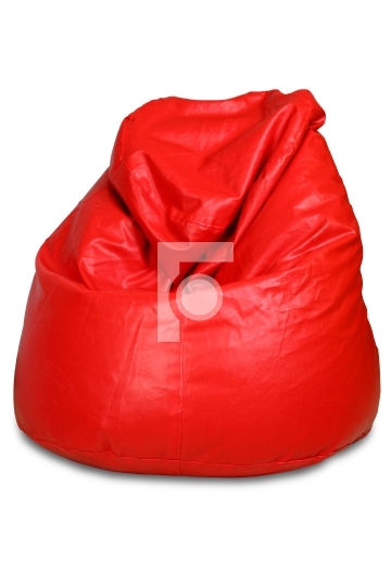 Red colored bean bag isolated on white background