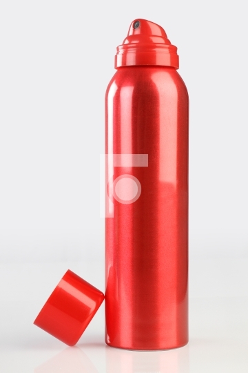 Red Deodorant Perfume Can or Bottle with reflection