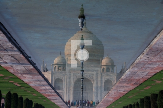 Reflection of Taj Mahal in Fountain Water, Agra, India
