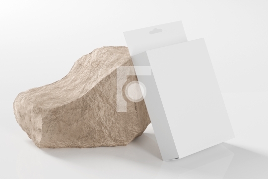 Retail Box Mockup on a Rock - 3D Illustration