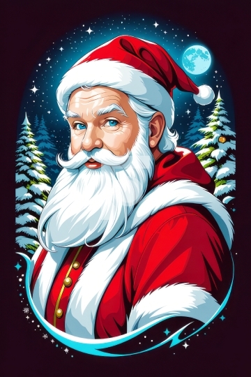 Santa Claus Free Drawing Illustration with Christmas Tree - AI G