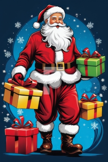 Santa Claus with Gifts Merry Christmas Concept Free Photo