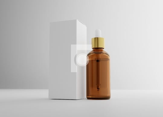 Serum Dropper Bottle Mockup with Box  - 3D Illustration
