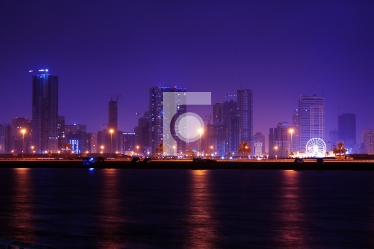 sharjah at night, united arab emirates