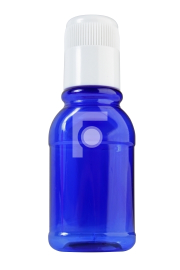 Small blue transparent bottle