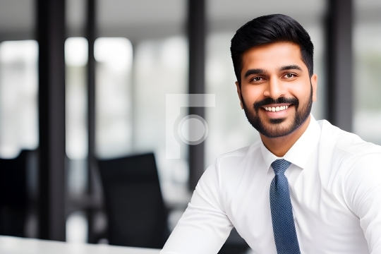 Smiling Indian Man in Corporate Office Free Photo Ai Generated I