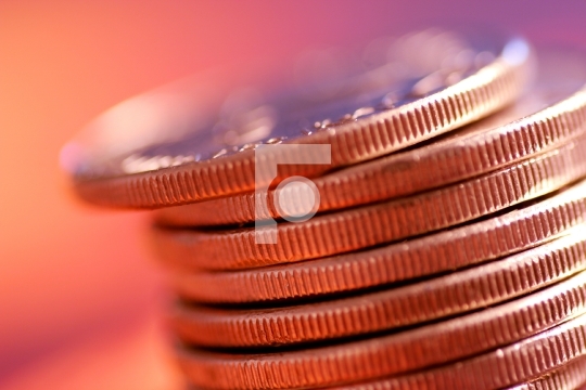 stack of coins with shallow depth of field